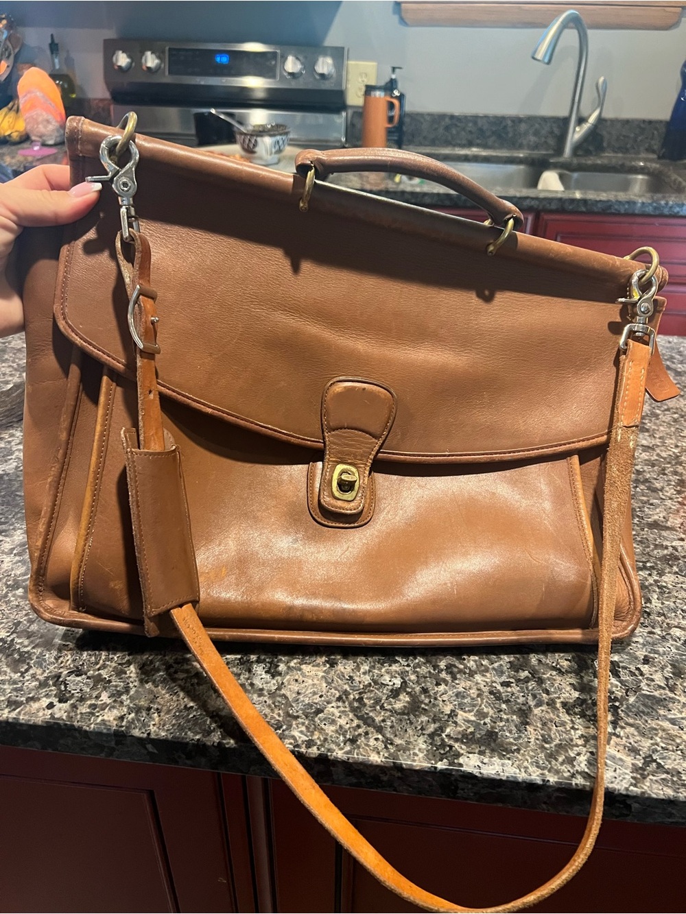 Coach Large Leather Metropolitan brief bag in Tan Cognac - Picture 3 of 11